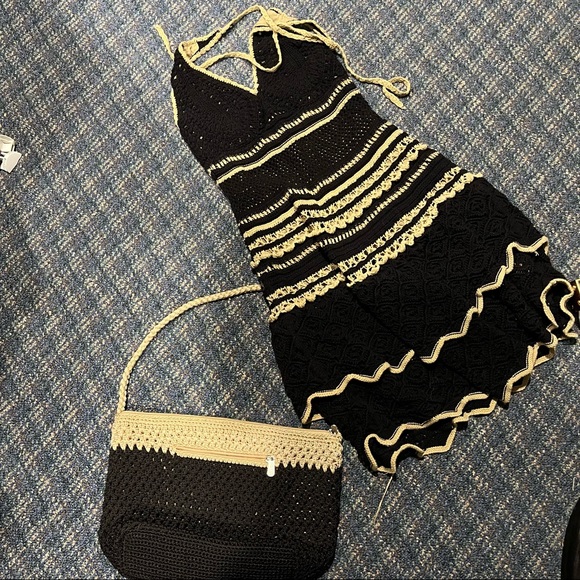 EUC The Sak knot crochet zip top purse shoulder bag - two tone two color - Picture 4 of 12